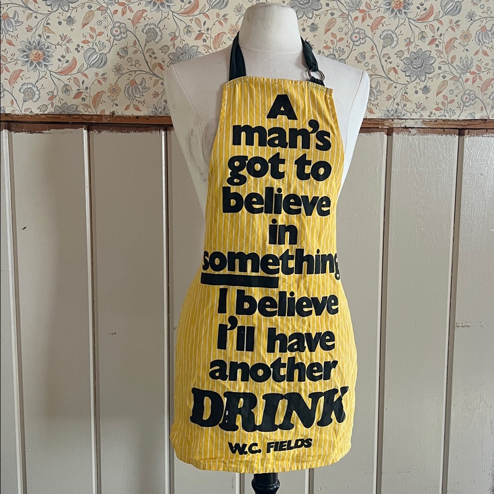 Yellow Apron with Black Text By W.C. Fields